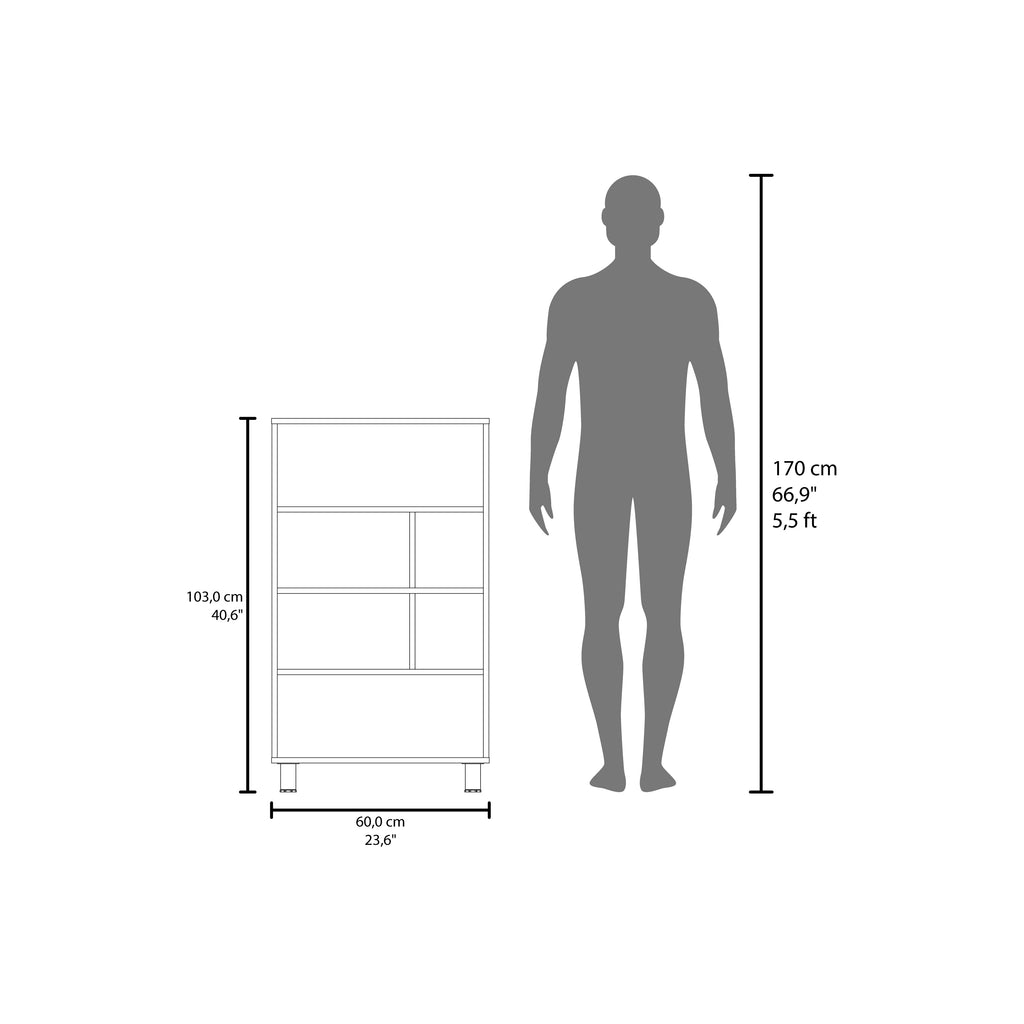40.6" High Bookcase with 6 Shelves