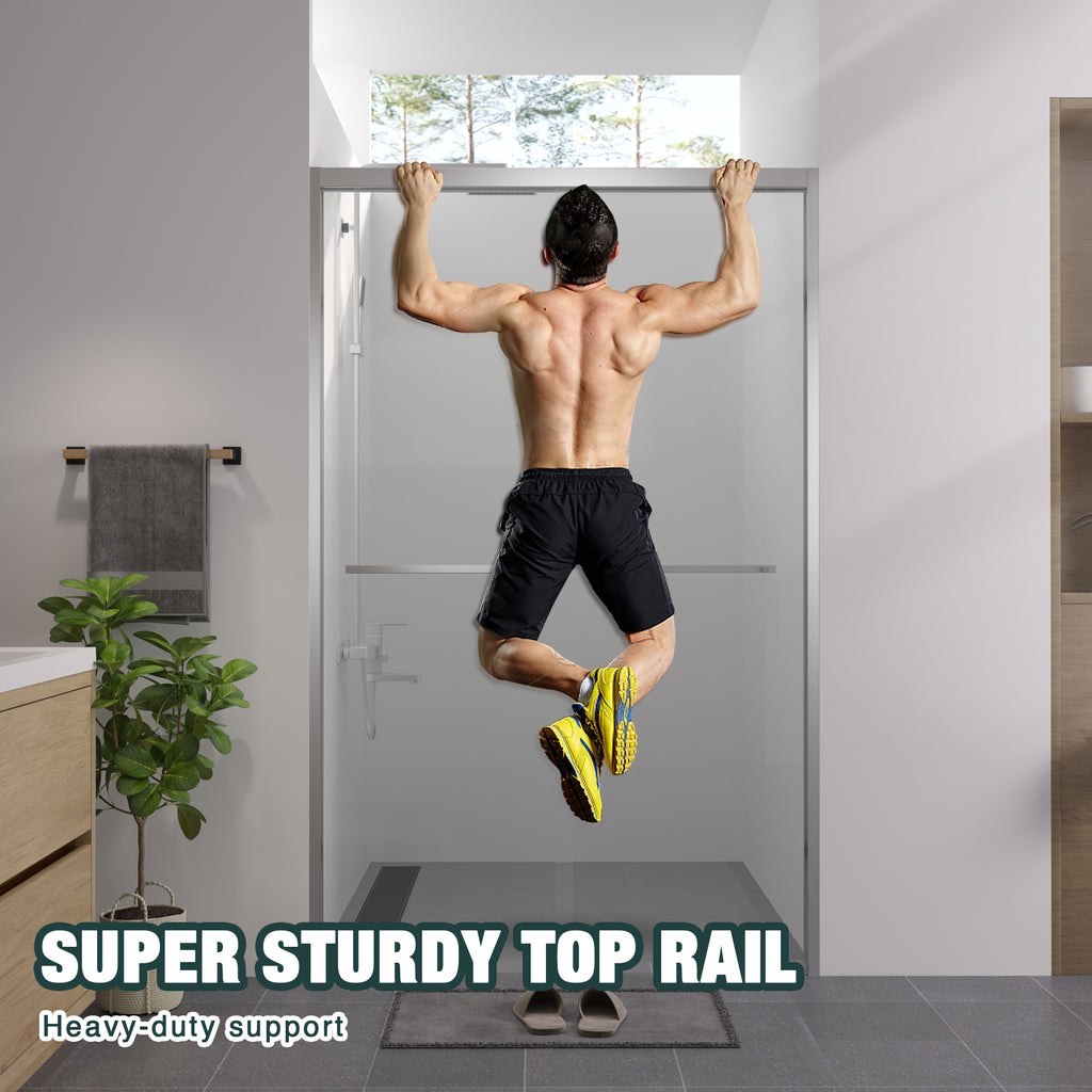 44-48"x76" Aluminum Frame Double Sliding Shower Door