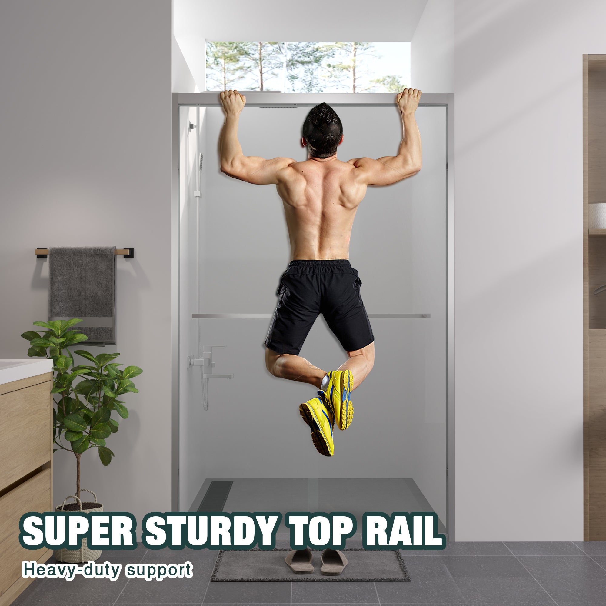 44-48"x76" Aluminum Frame Double Sliding Shower Door