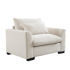 Beige Corduroy Deep Seat Accent Chair