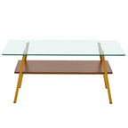 Rectangle Coffee Table with Tempered Glass Tabletop
