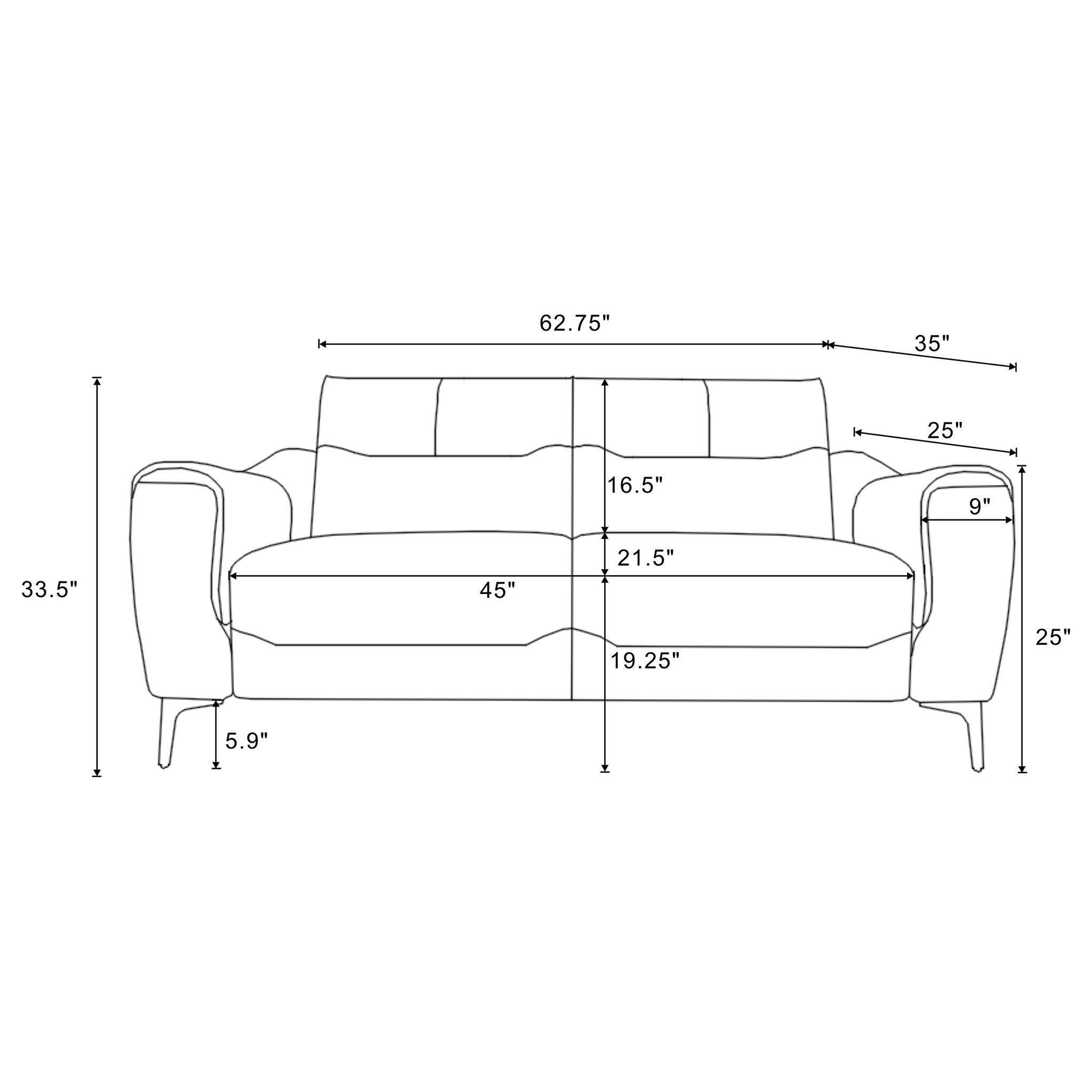 Oberle - Upholstered Sloped Track Arm Loveseat - Charcoal