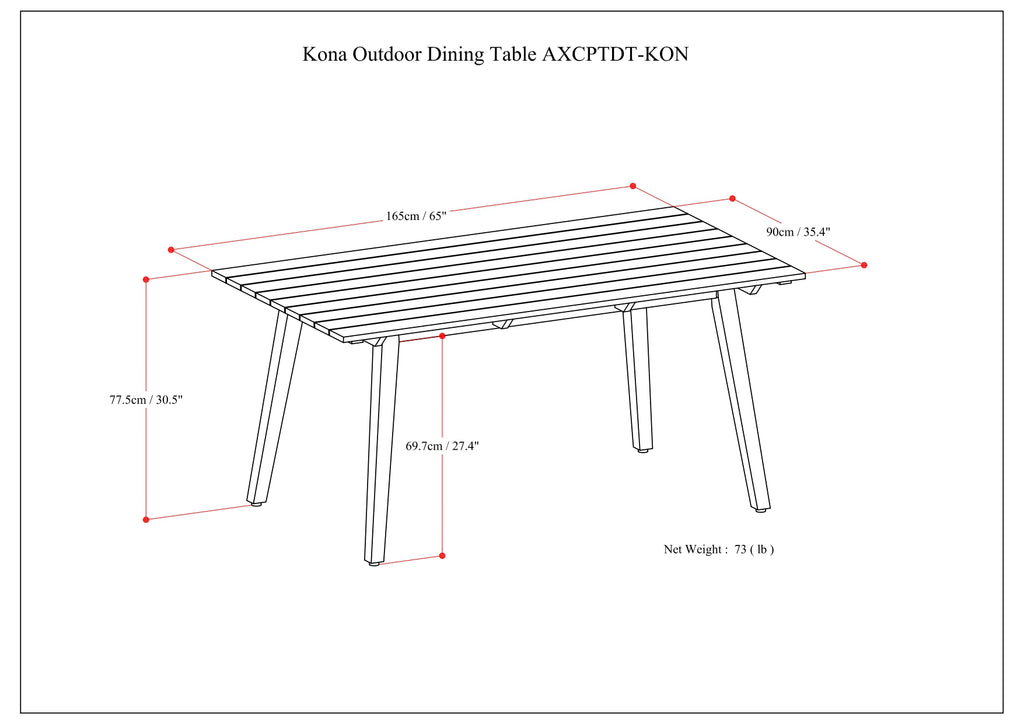Kona Outdoor Dining Table - Light Teak