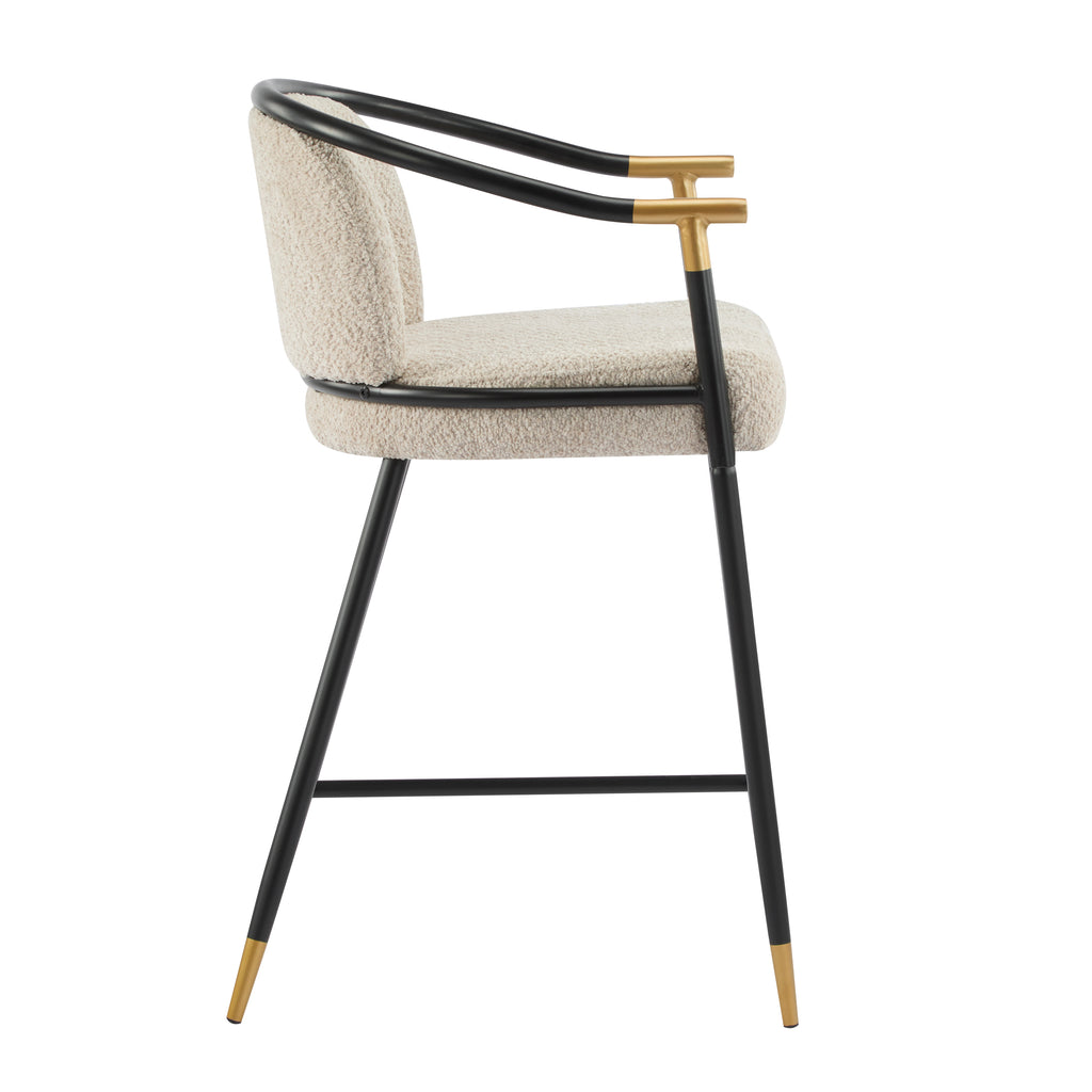 26" H Upholstered Counter Stool Set of 2 - Almond