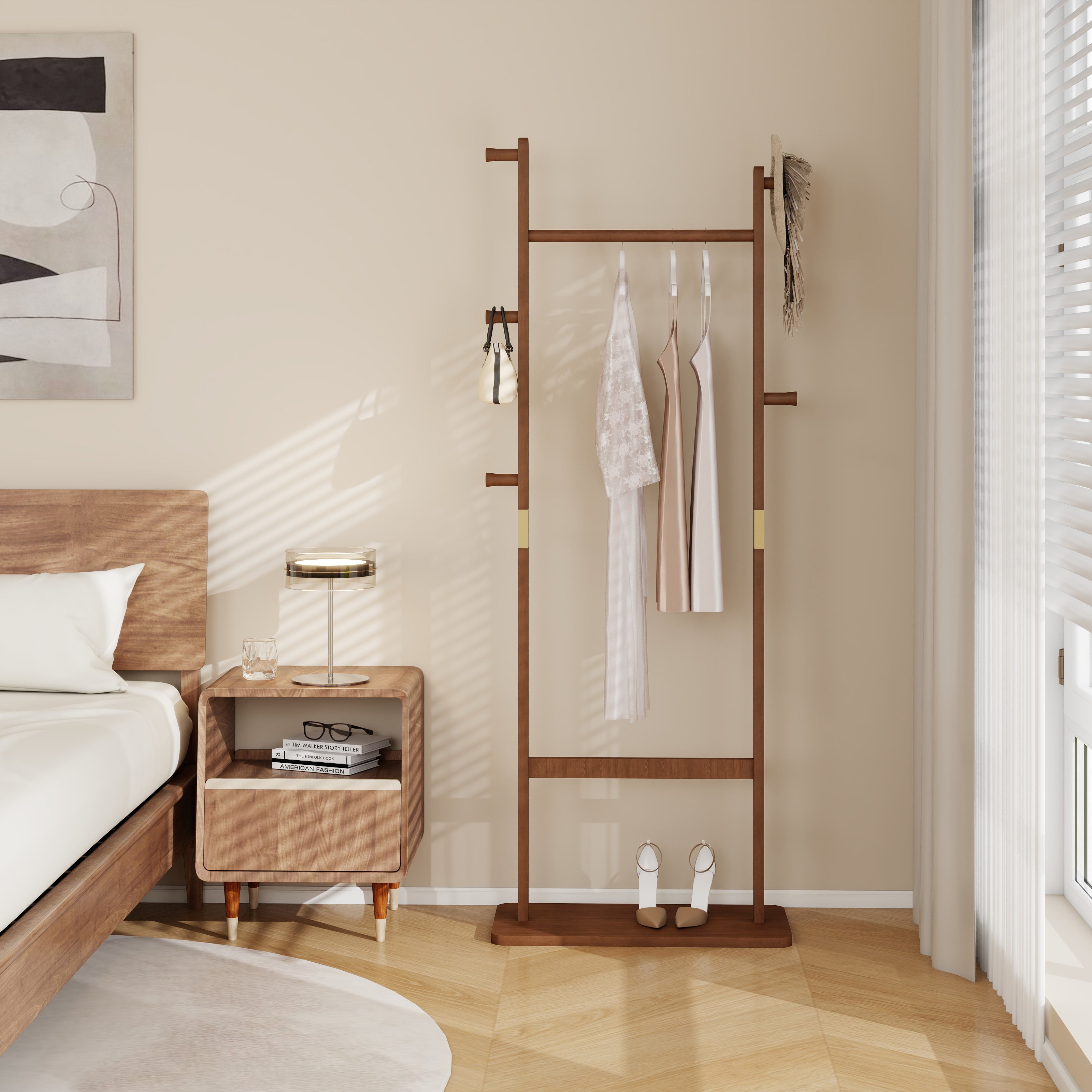 Solid Wood Coat Rack in Walnut
