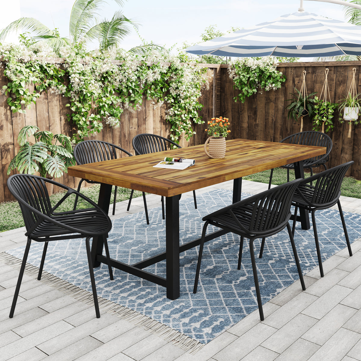 Patio Dining Chairs with Breathable Design (Set of 2)