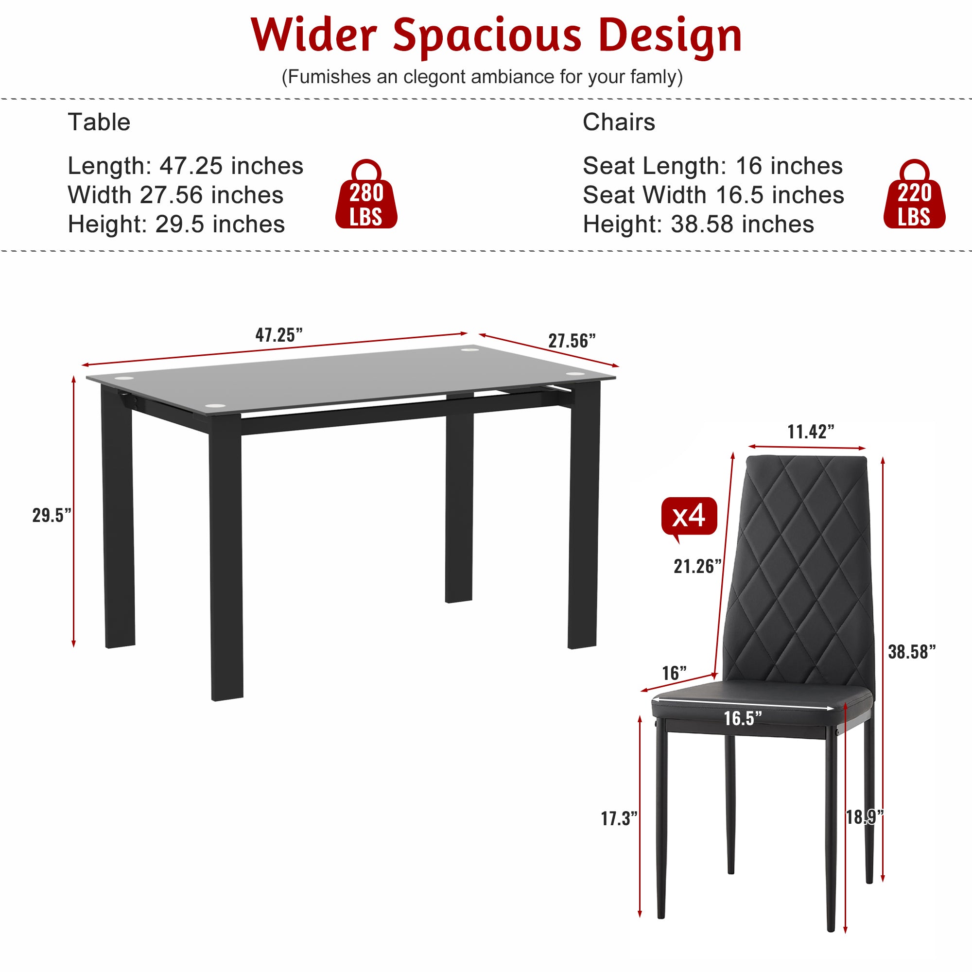 5-Piece Modern Dining Table Set