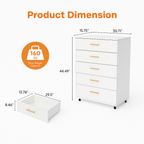 White 5-Drawer Dresser with Handles