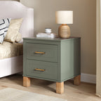 2 Drawer Nightstand with Elegant Fluted Design