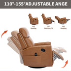 Genuine Leather Heat Massage Manual Recliner Chair