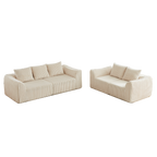 Minimalist 3+2 Seater Corduroy Sofa Set with Curved Lines