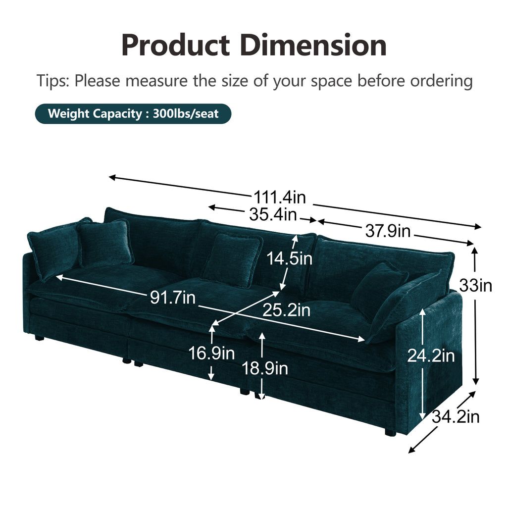 2-Piece Upholstered Sofa, Living Room Sectional Sofa Set