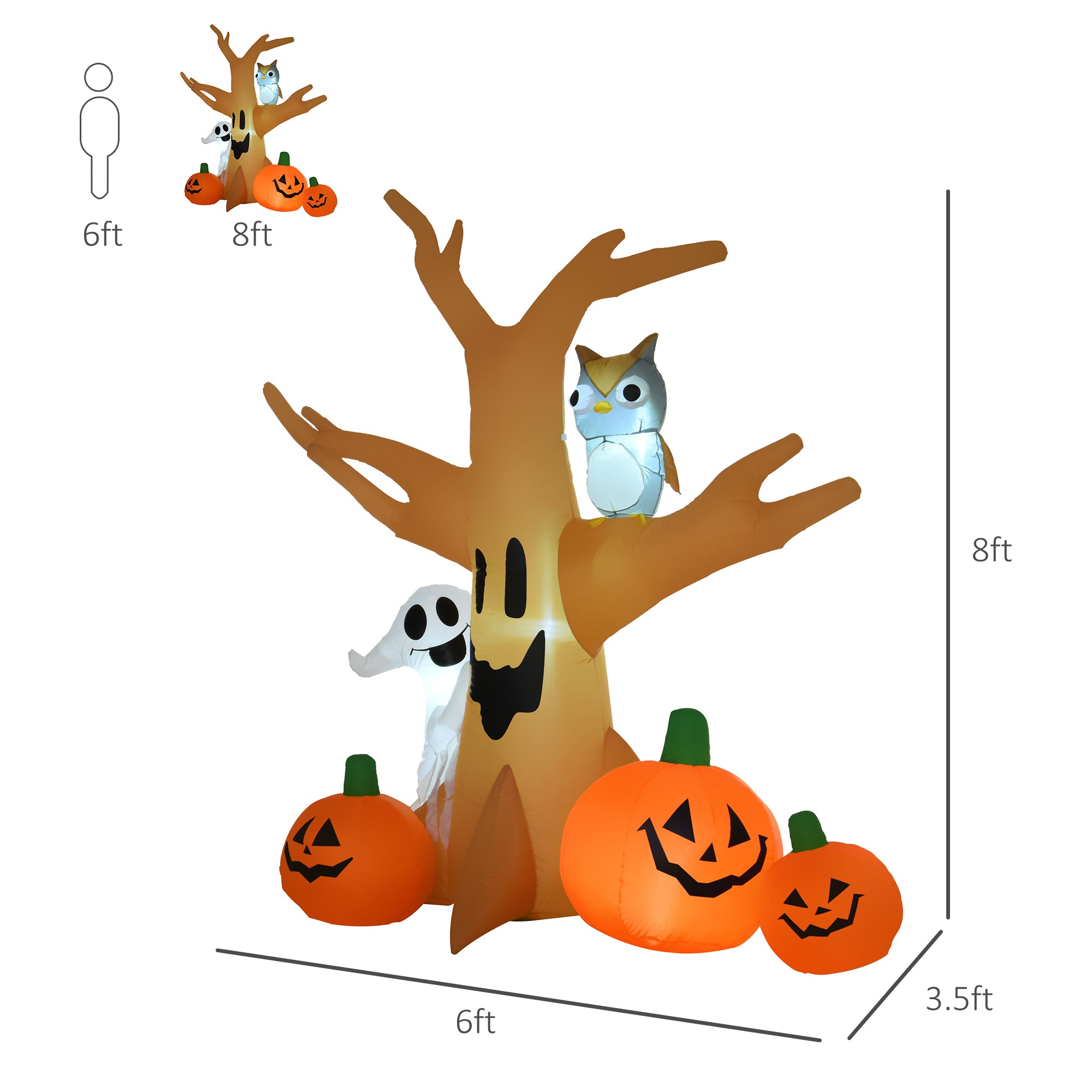 HOMCOM 7.5' Tall Lighted Halloween Inflatable Decorations