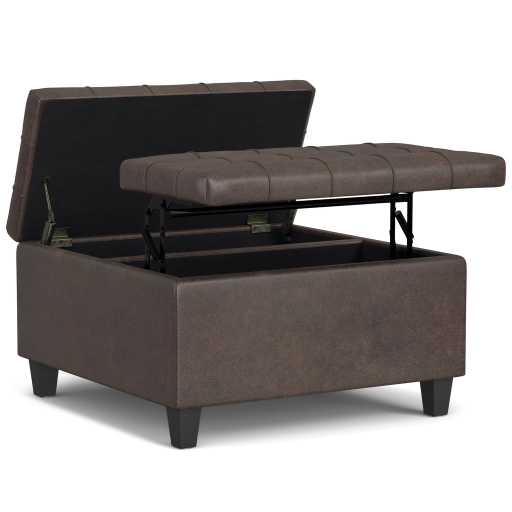 Harrison 30 Inch Wide Small Square Coffee Table Storage Ottoman