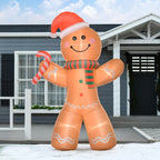 HOMCOM 8ft Christmas Inflatable Gingerbread Man with Candy Cane