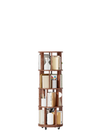 Solid Wood Rotating Bookshelf on Wheels - 4 Tier