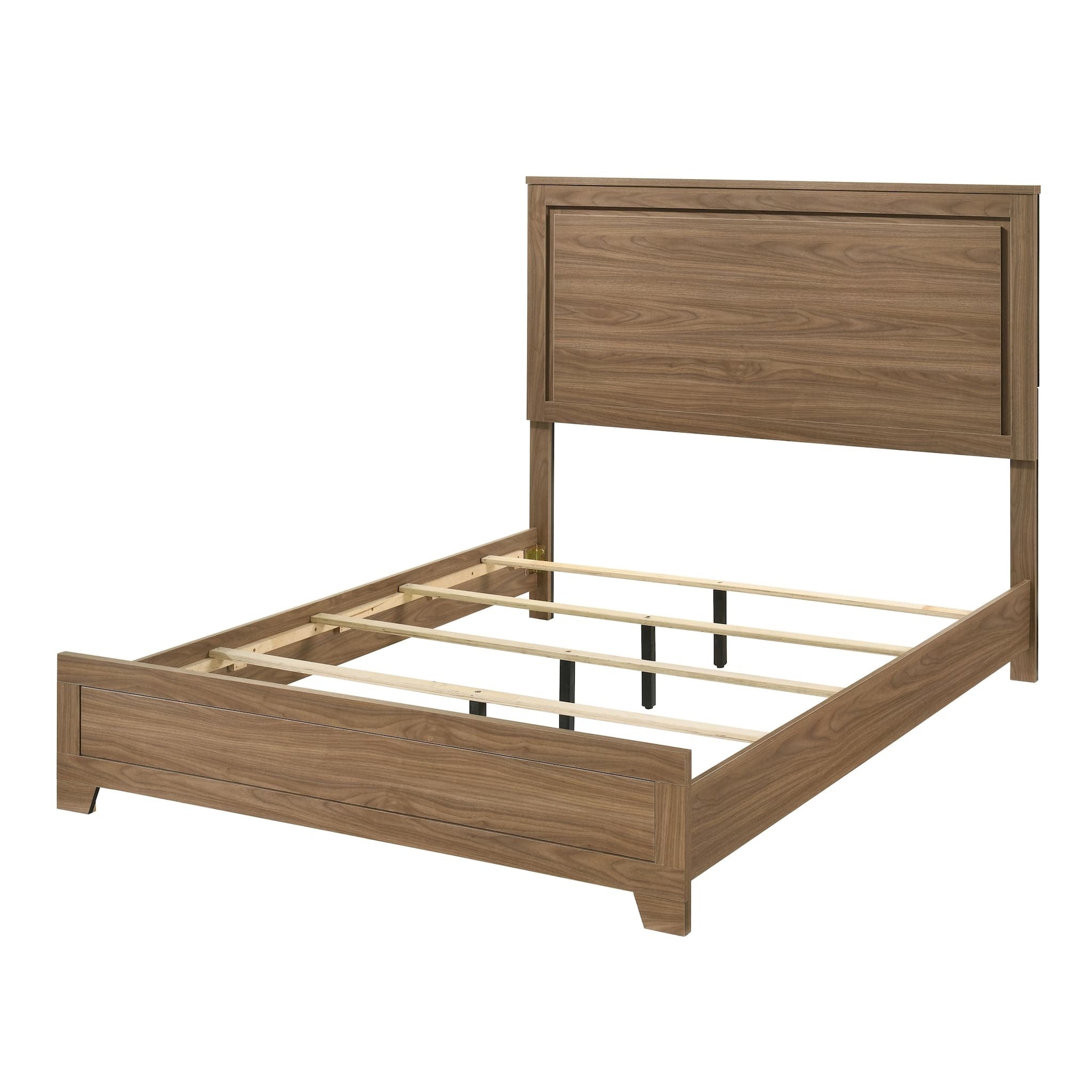 Walnut Chestnut 3pc Twin Size Bedroom Set with Nightstands