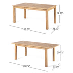 Outdoor 6-Seater Acacia Wood Expandable Dining Set