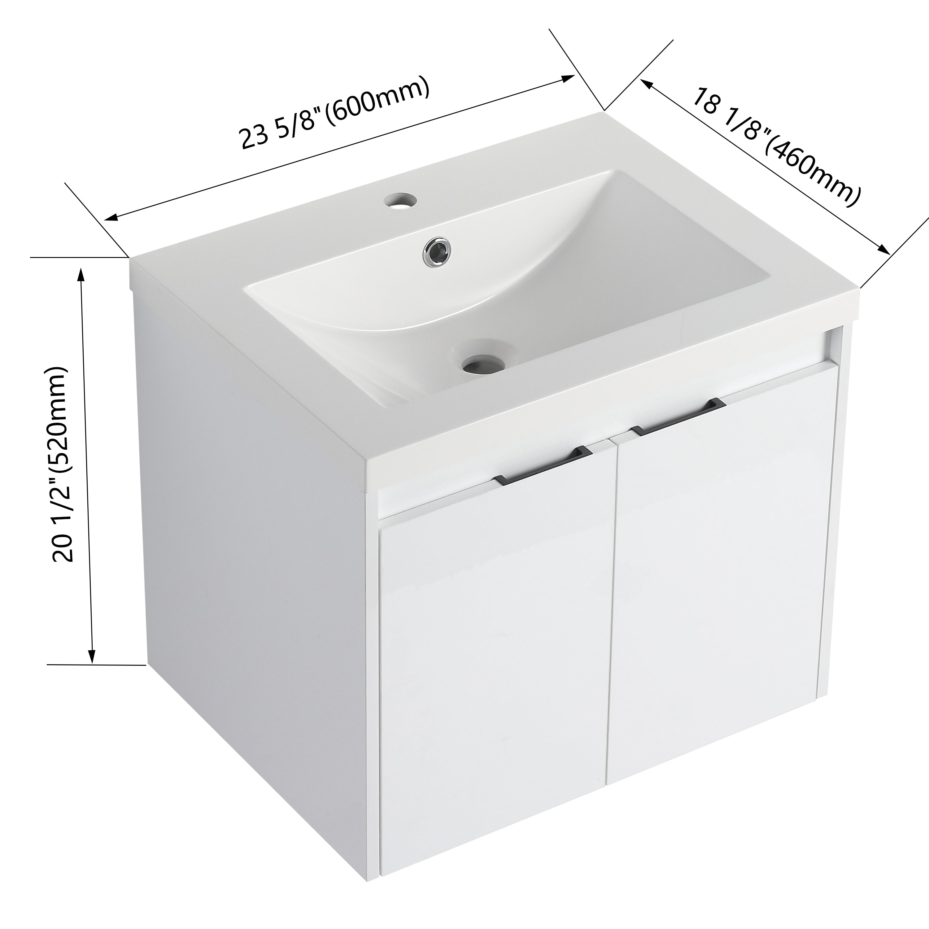 24" Bathroom Vanity With Resin Sink