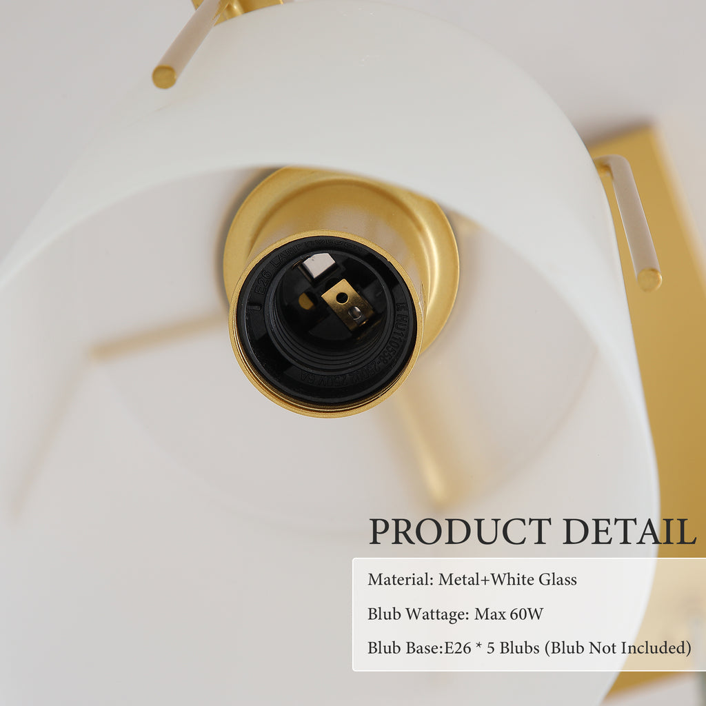 Modern Gold 3-Light Linear Chandelier with Frosted Glass Shades