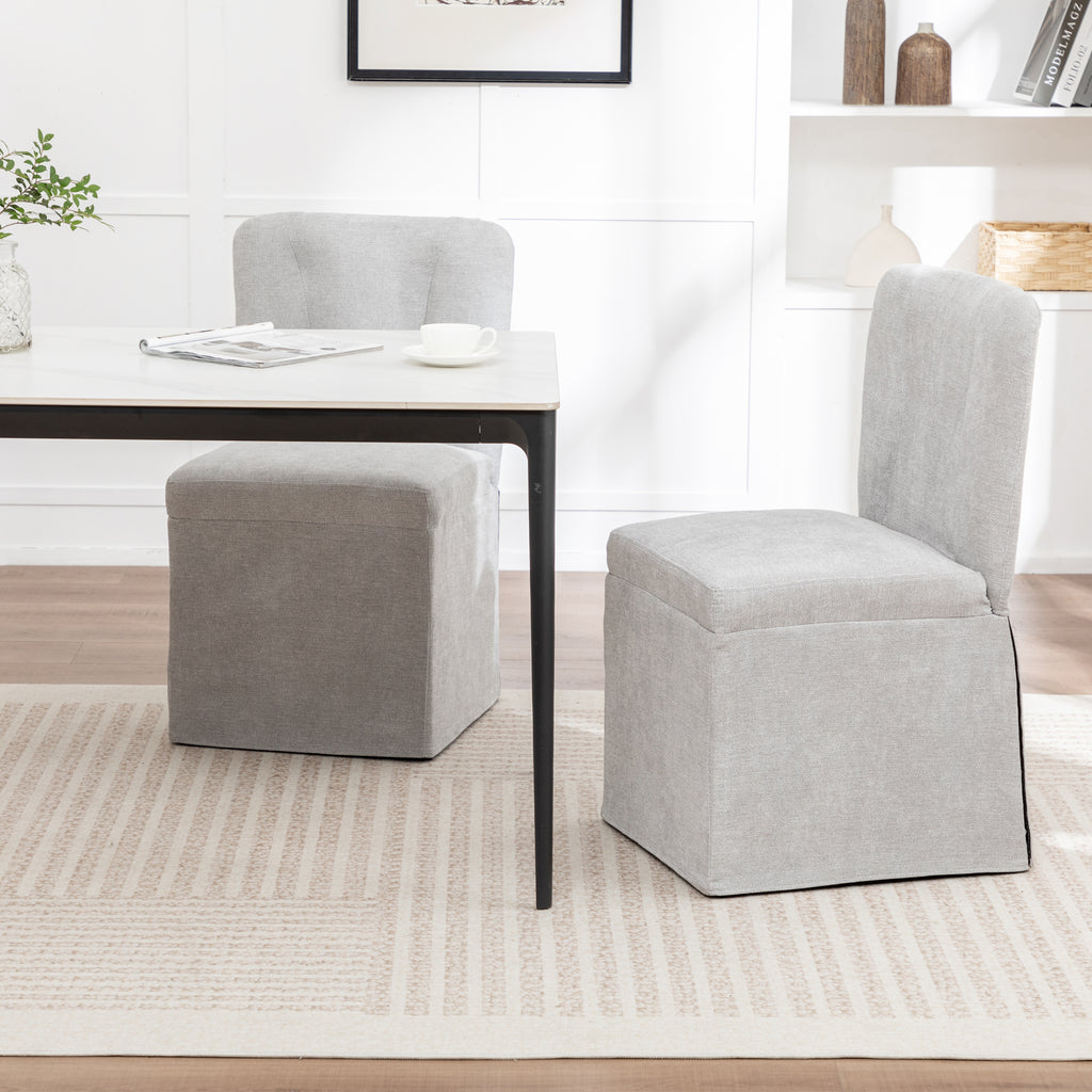 Linen Dining Chairs - Set of 2 Modern Fabric Side Chairs