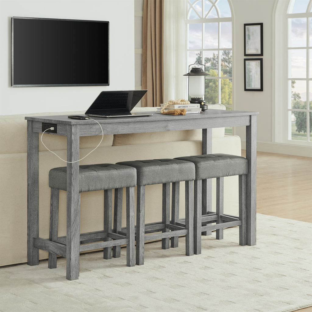 59 Inch Bar Table, Dining Table and Chair Set
