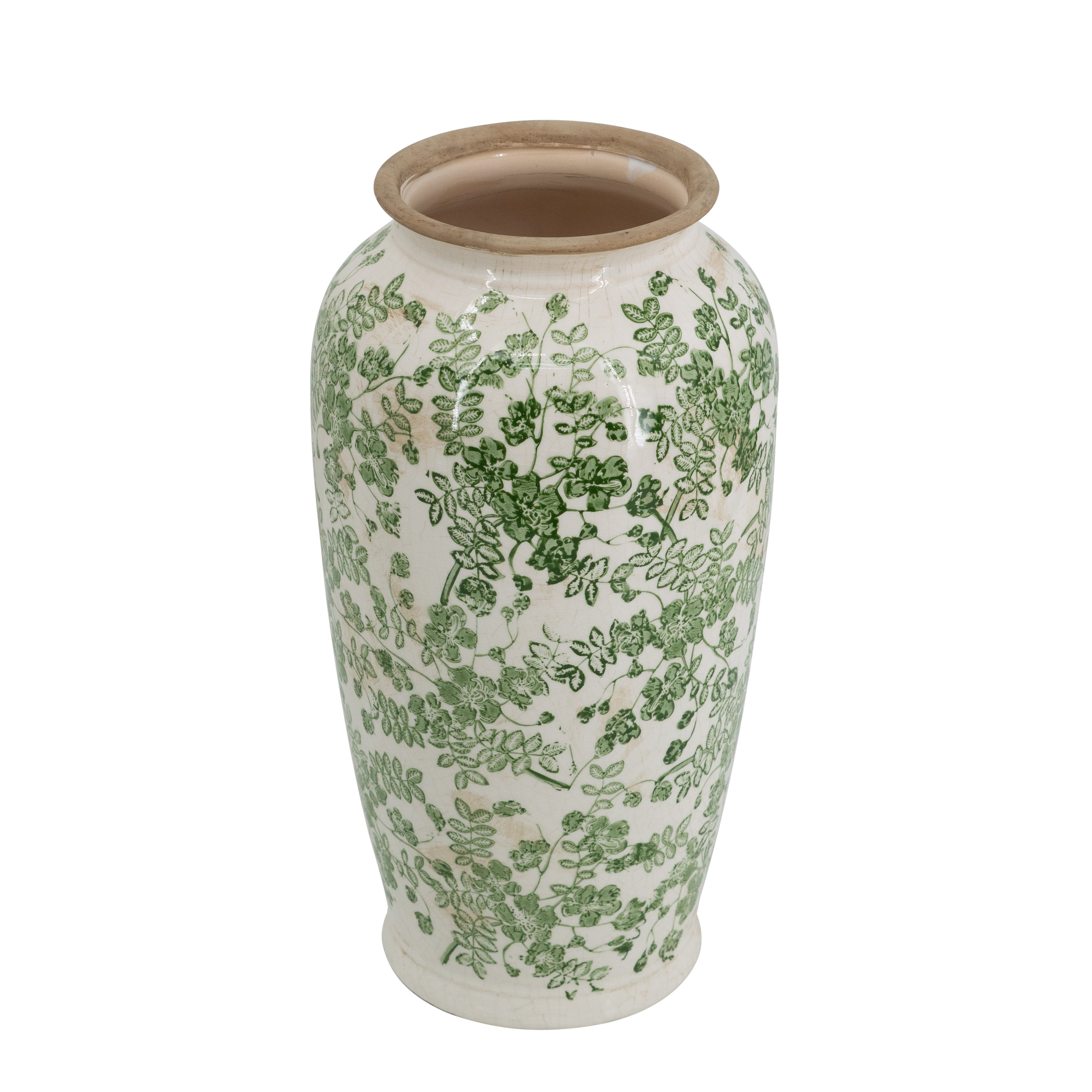 Ceramic Accent Vase with Floral Patterns