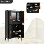 U_STYLE Modern Fluted Wine Cabinet with Glass Display & Stemware Rack