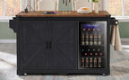 K&K 72" Farmhouse Kitchen Island with Fridge Storage