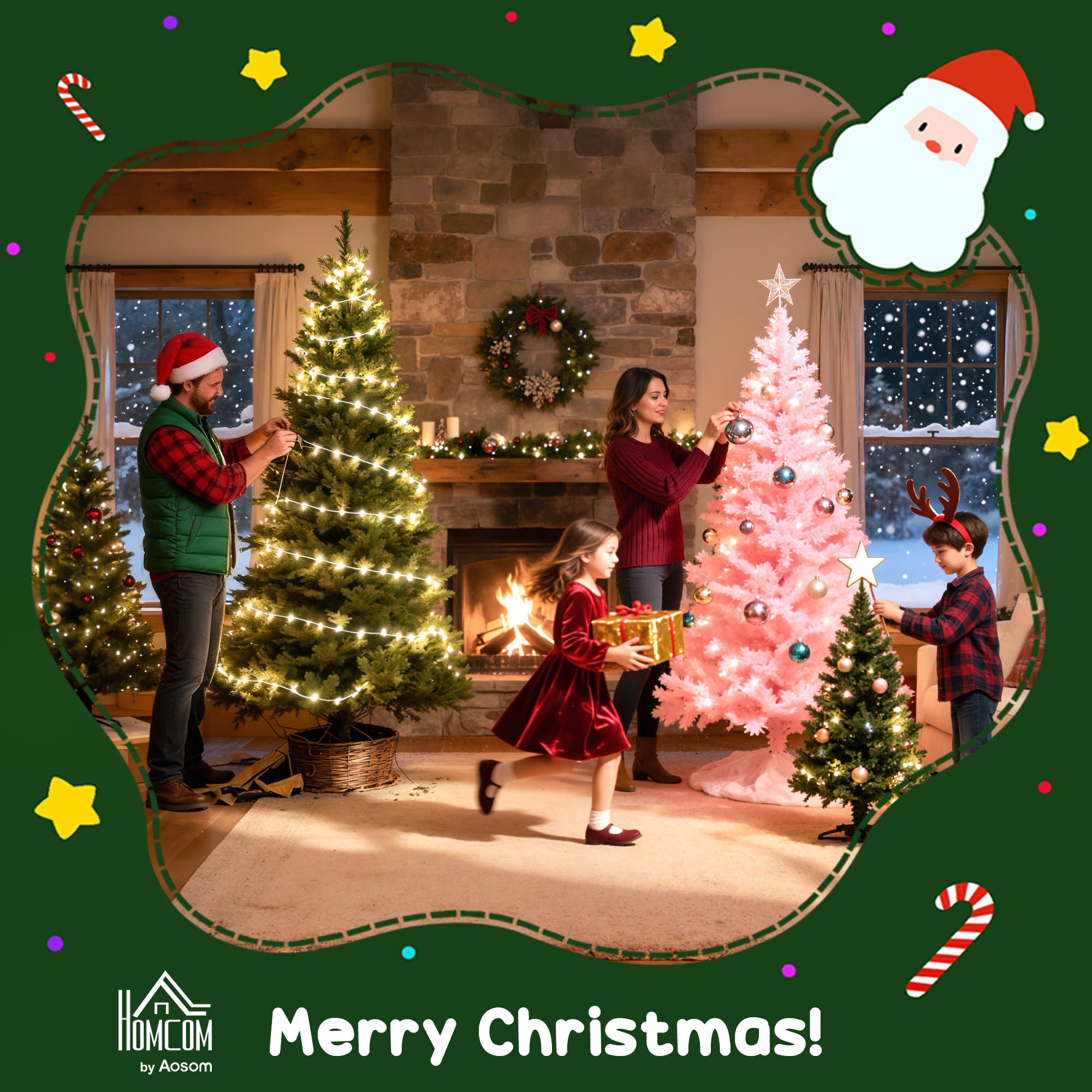 HOMCOM 9 Ft Artificial Frosted Christmas Tree