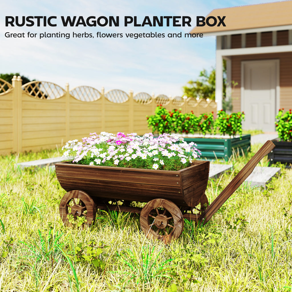 Outsunny Wooden Wagon Planter Box