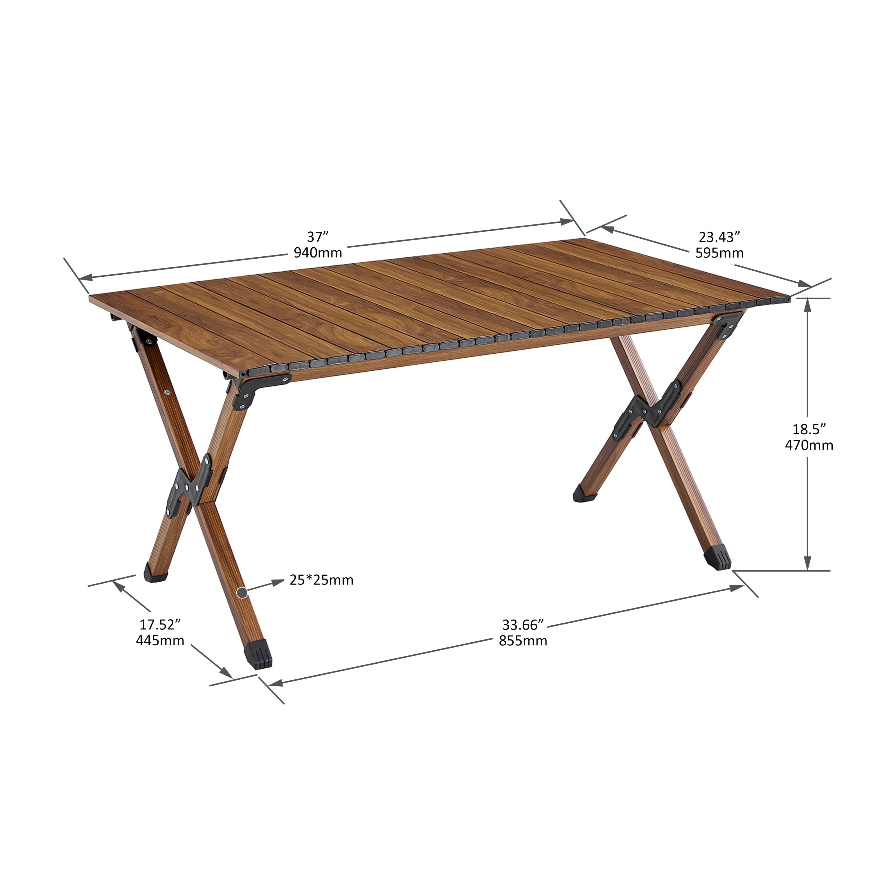 Lightweight Aluminum Roll-Up Rectangular Outdoor Table