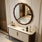Round Wood Wall Mirror - 31.5" Farmhouse Rustic Accent