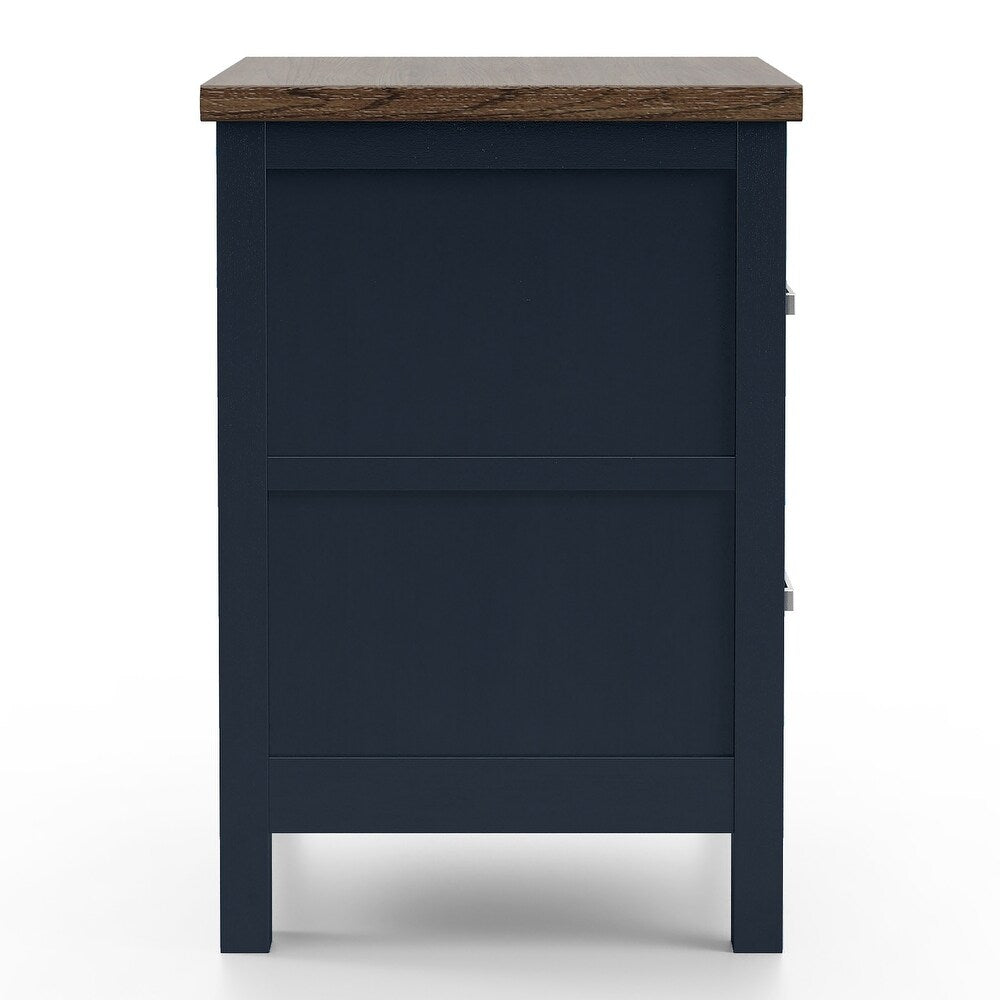 Modern Farmhouse Style 1pc Nightstand Two Tone Design English Dovetail Drawers Nickel Handles Recessed Panel