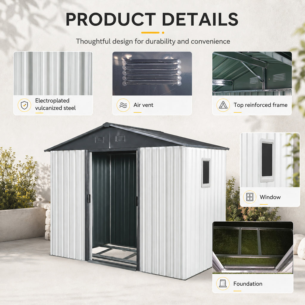 8ft x 4ft Outdoor Metal Storage Shed with Window