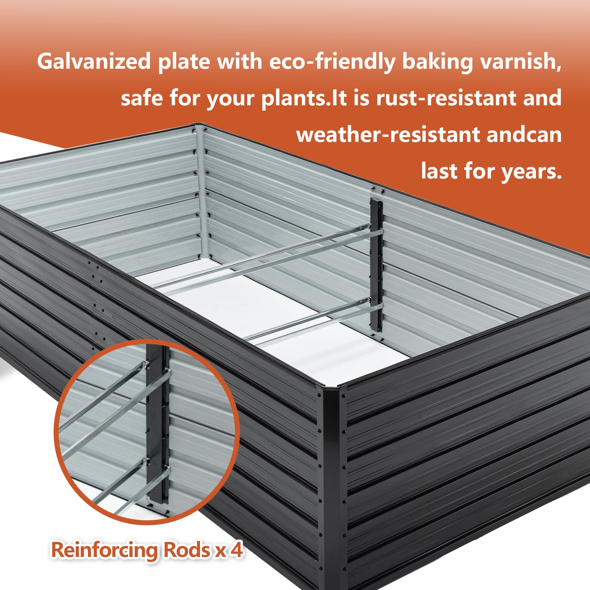 Metal Raised Garden Bed Outdoor - 7.2x3.6x2 FT