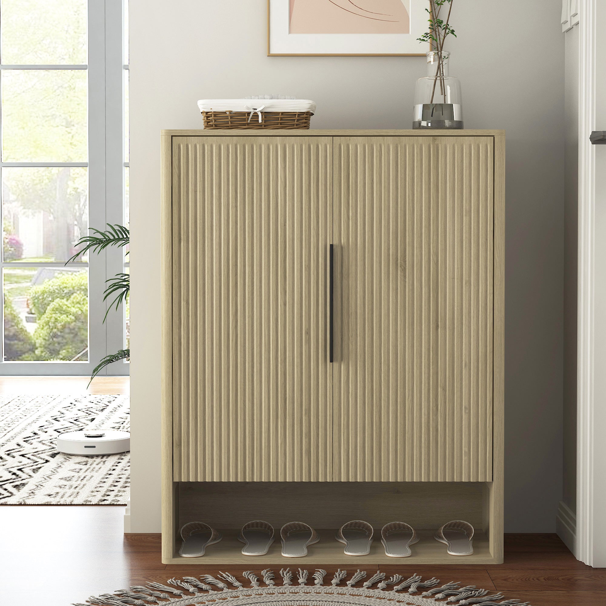 Wooden Shoe Storage Cabinet with Doors