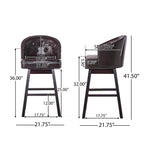 360 Degree Swivel Bar Stool with Stunning Nailhead Trim, Set of 2