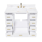 42" Modern Solid Wood Bathroom Vanity with Sink, 43" Carrara