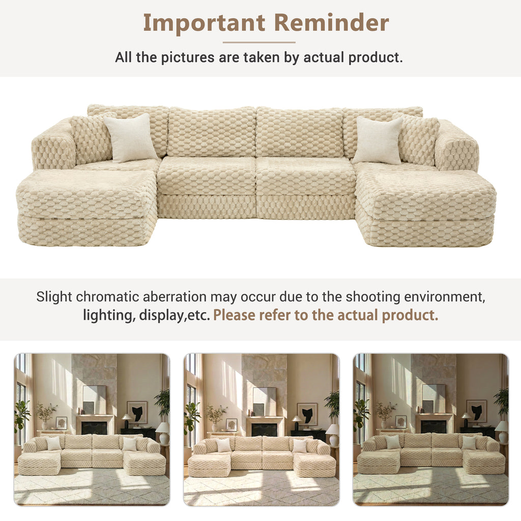 Modular Sectional Sofa 135.4" - Boneless Couch with Ottomans