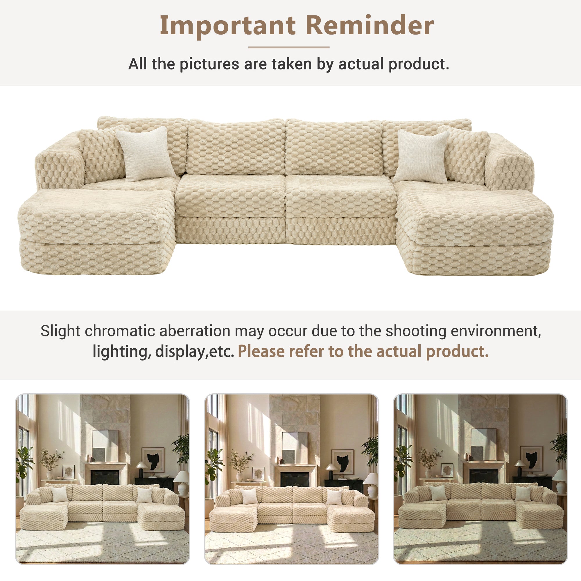 Modular Sectional Sofa 135.4" - Boneless Couch with Ottomans