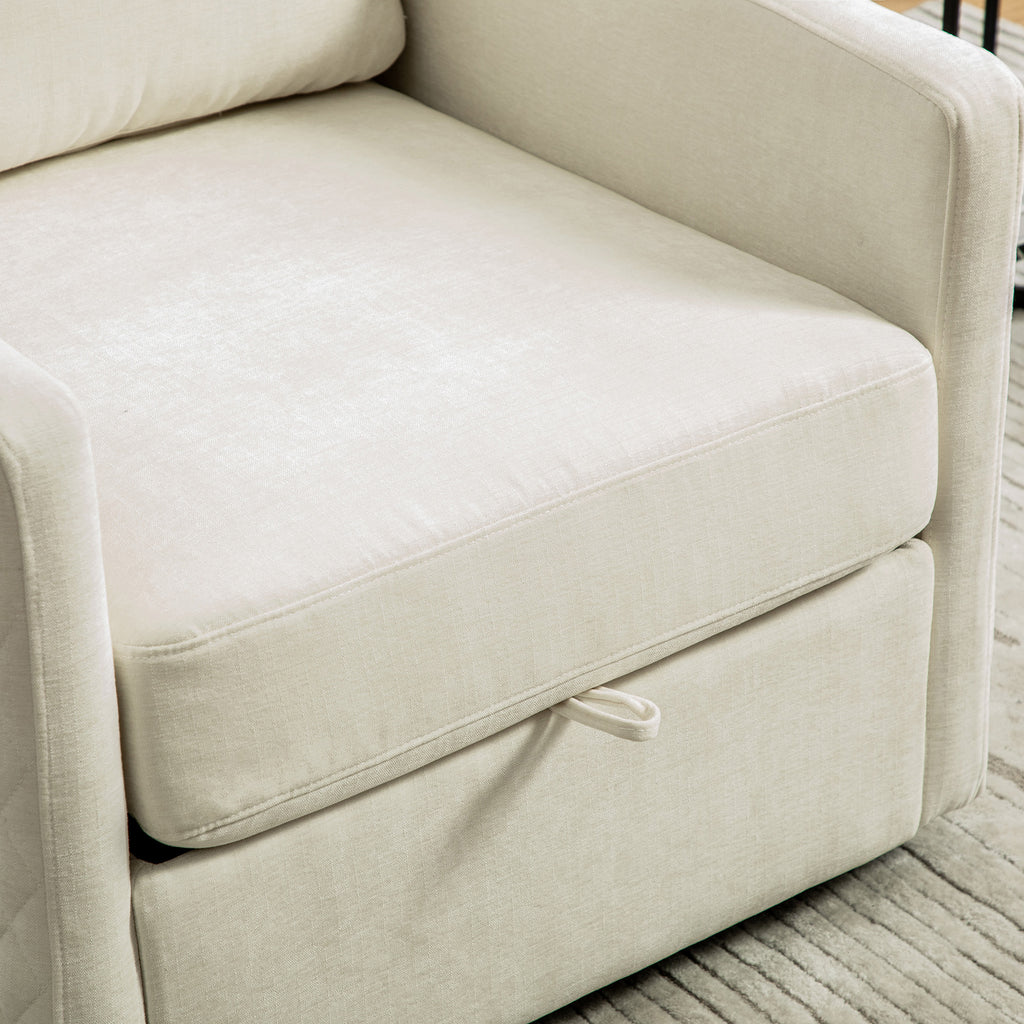 29.5"W Upholstered 360° Swivel Armchair with Hidden Storage