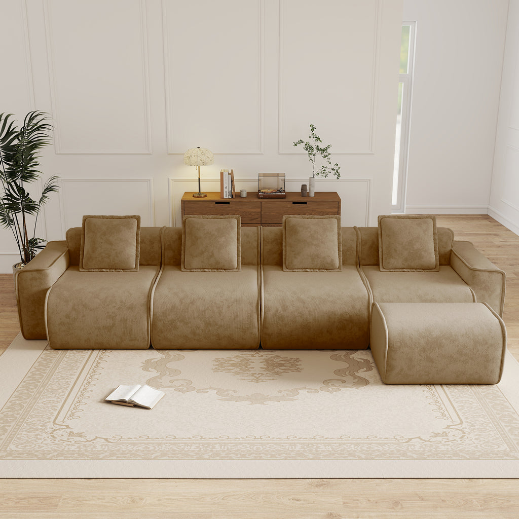 Streamlined Design Modular 4 Seat L Shape Sectional Sofa