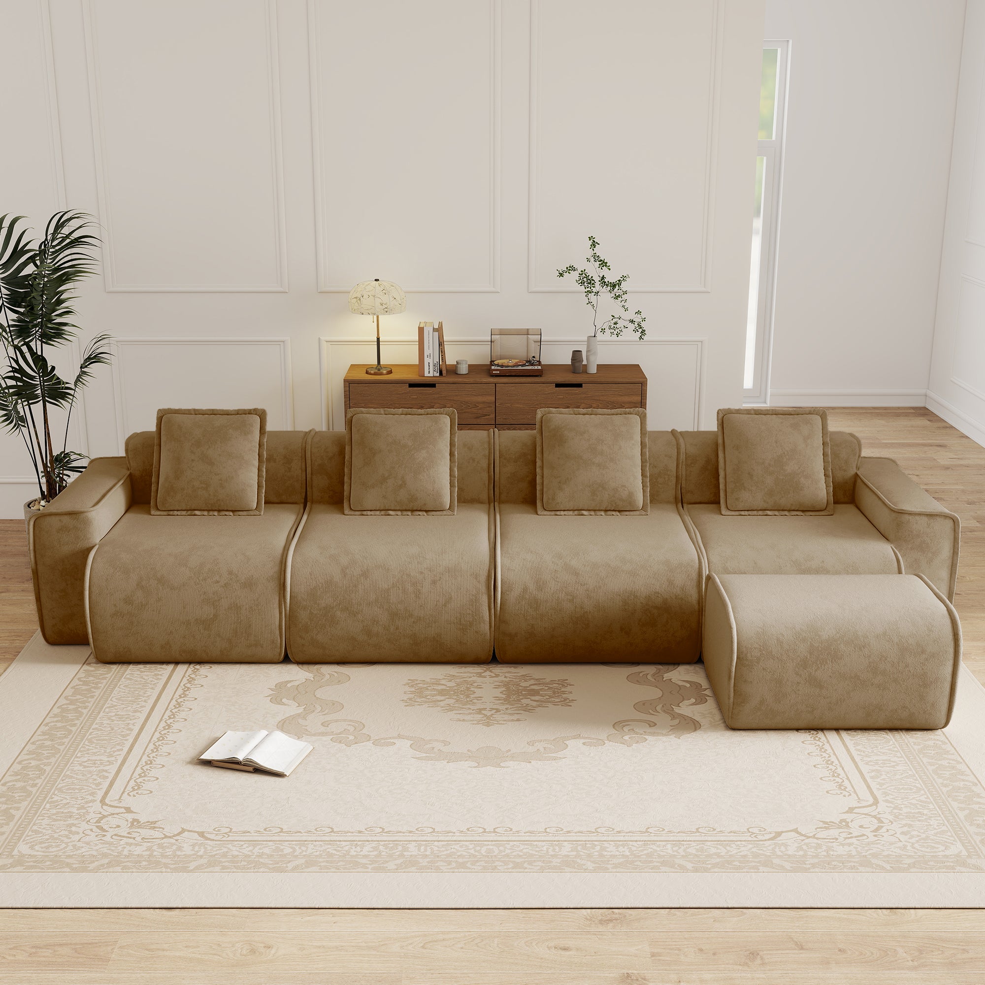 Streamlined Design Modular 4 Seat L Shape Sectional Sofa
