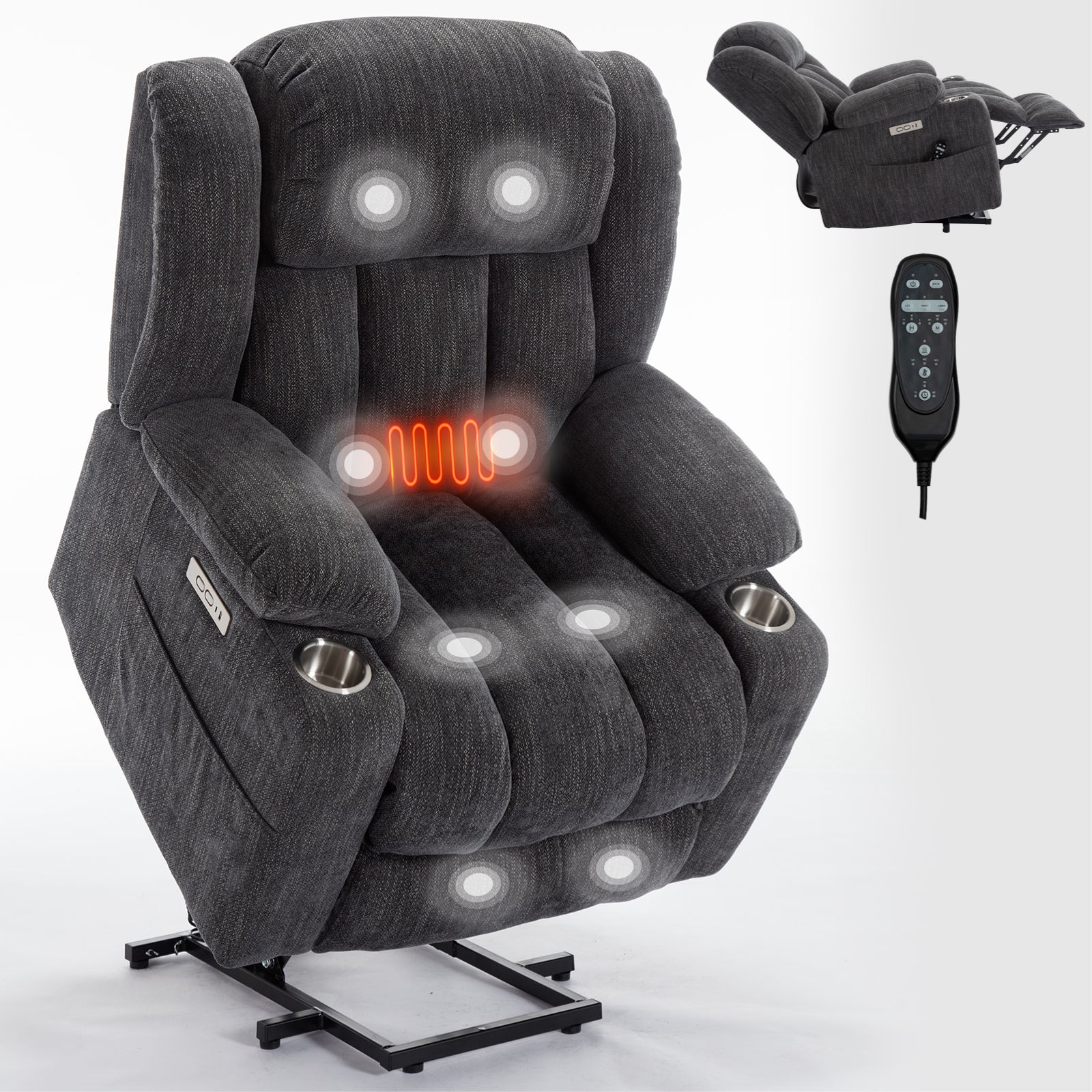 Up to 350 LBS Chenille Power Lift Recliner Chair