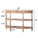 Handcrafted Wood Console Table with Hand-Woven Trim