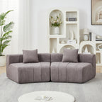 Chenille Curved Sectional Sofa with 2 Pillows