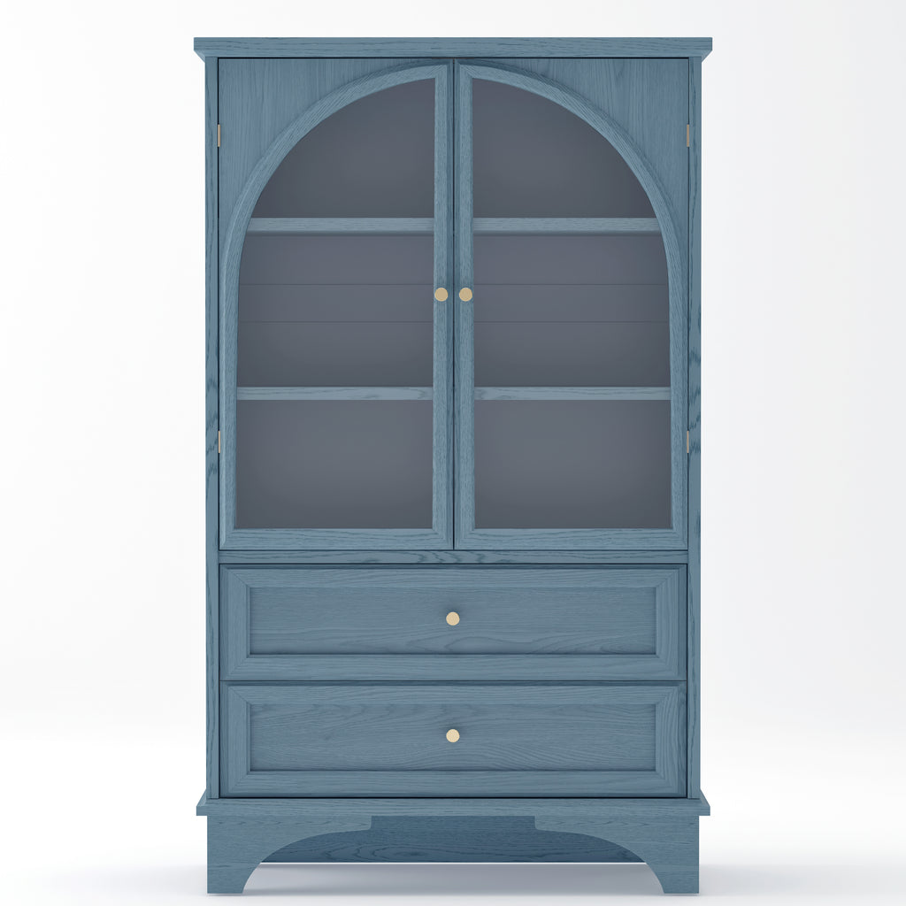 52.17"H Glass Door Display Case Storage Cabinet