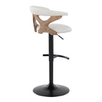 Contemporary Adjustable Barstool with Swivel in Whitewashed Wood