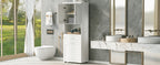 Tall Bathroom Cabinet with Laundry Basket